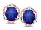 Star K  Large Love Knot Earrings with Oval 8 x 6mm Created Star Sapphire