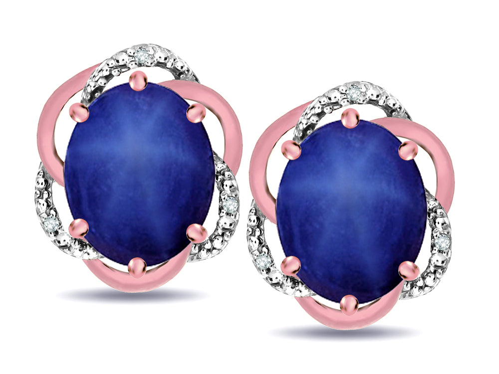 Star K  Large Love Knot Earrings with Oval 8 x 6mm Created Star Sapphire