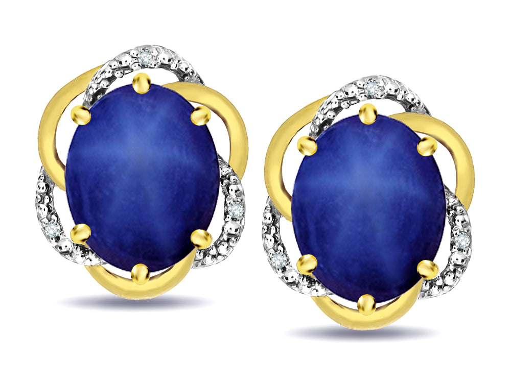 Star K  Large Love Knot Earrings with Oval 8 x 6mm Created Star Sapphire