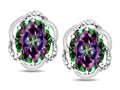 Star K  Large Love Knot Earrings with Oval 8 x 6mm Rainbow Mystic Topaz