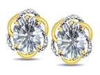 Star K  Large Love Knot Earrings with Oval 8 x 6mm Genuine White Topaz