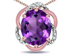 Star K  Large Love Knot Pendant Necklace with Oval 12 x 10mm Genuine Amethyst
