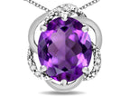 Star K  Large Love Knot Pendant Necklace with Oval 12 x 10mm Genuine Amethyst