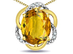 Star K  Large Love Knot Pendant Necklace with Oval 12 x 10mm Genuine Citrine