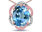 Star K  Large Love Knot Pendant Necklace with Oval 12 x 10mm Genuine Blue Topaz