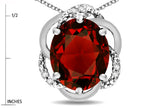Star K  Large Love Knot Pendant Necklace with Oval 12 x 10mm Genuine Garnet