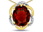 Star K  Large Love Knot Pendant Necklace with Oval 12 x 10mm Genuine Garnet