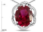 Star K  Large Love Knot Pendant Necklace with Oval 12 x 10mm Created Ruby