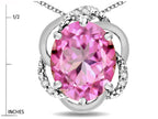 Star K  Large Love Knot Pendant Necklace with Oval 12 x 10mm Created Pink Sapphire