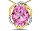 Star K  Large Love Knot Pendant Necklace with Oval 12 x 10mm Created Pink Sapphire