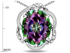 Star K  Large Love Knot Pendant Necklace with Oval 12 x 10mm Rainbow Mystic Topaz