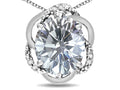 Star K  Large Love Knot Pendant Necklace with Oval 12 x 10mm Genuine White Topaz