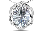 Star K  Large Love Knot Pendant Necklace with Oval 12 x 10mm Genuine White Topaz