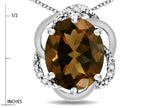 Star K  Large Love Knot Pendant Necklace with Oval 12 x 10mm Genuine Smoky Quartz