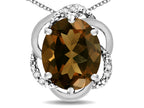 Star K  Large Love Knot Pendant Necklace with Oval 12 x 10mm Genuine Smoky Quartz