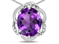 Star K  Large Love Knot Pendant Necklace with Oval 12 x 10mm Genuine Amethyst