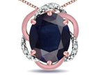 Star K  Large Love Knot Pendant Necklace with Oval 12 x 10mm Genuine Black Sapphire