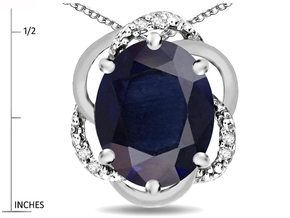 Star K  Large Love Knot Pendant Necklace with Oval 12 x 10mm Genuine Black Sapphire