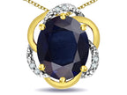 Star K  Large Love Knot Pendant Necklace with Oval 12 x 10mm Genuine Black Sapphire