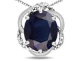Star K  Large Love Knot Pendant Necklace with Oval 12 x 10mm Genuine Black Sapphire