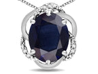 Star K  Large Love Knot Pendant Necklace with Oval 12 x 10mm Genuine Black Sapphire