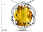 Star K  Large Love Knot Pendant Necklace with Oval 12 x 10mm Genuine Citrine