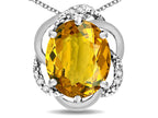 Star K  Large Love Knot Pendant Necklace with Oval 12 x 10mm Genuine Citrine