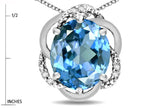 Star K  Large Love Knot Pendant Necklace with Oval 12 x 10mm Genuine Blue Topaz