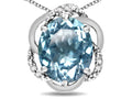 Star K  Large Love Knot Pendant Necklace with Oval 12 x 10mm Genuine Sky Blue Topaz