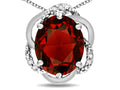 Star K  Large Love Knot Pendant Necklace with Oval 12 x 10mm Genuine Garnet