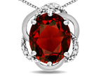 Star K  Large Love Knot Pendant Necklace with Oval 12 x 10mm Genuine Garnet