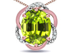 Star K  Large Love Knot Pendant Necklace with Oval 12 x 10mm Genuine Peridot