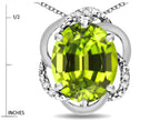 Star K  Large Love Knot Pendant Necklace with Oval 12 x 10mm Genuine Peridot