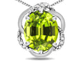 Star K  Large Love Knot Pendant Necklace with Oval 12 x 10mm Genuine Peridot