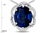 Star K  Large Love Knot Pendant Necklace with Oval 12 x 10mm Created Sapphire
