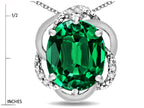 Star K  Large Love Knot Pendant Necklace with Oval 12 x 10mm Simulated Emerald
