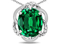 Star K  Large Love Knot Pendant Necklace with Oval 12 x 10mm Simulated Emerald