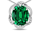 Star K  Large Love Knot Pendant Necklace with Oval 12 x 10mm Simulated Emerald