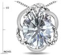 Star K  Large Love Knot Pendant Necklace with Oval 12 x 10mm Genuine White Topaz