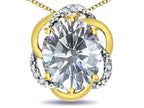 Star K  Large Love Knot Pendant Necklace with Oval 12 x 10mm Genuine White Topaz