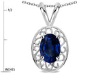 Star K  Vintage Style Filigree Oval 6x4mm Genuine Sapphire Pendant Necklace
