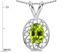 Star K  Vintage Style Filigree Oval 6x4mm Genuine Peridot Pendant Necklace