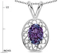 Star K  Vintage Style Filigree Oval 6x4mm Simulated Alexandrite Pendant Necklace