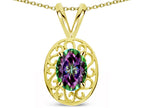 Star K  Vintage Style Filigree Oval 6x4mm Rainbow Mystic Topaz Pendant Necklace