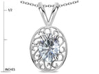 Star K  Vintage Style Filigree Oval 6x4mm Genuine White Topaz Pendant Necklace
