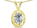Star K  Vintage Style Filigree Oval 6x4mm Genuine White Topaz Pendant Necklace