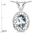 Star K  Vintage Style Filigree Oval 6x4mm Genuine Aquamarine Pendant Necklace