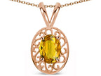 Star K  Vintage Style Filigree Oval 6x4mm Genuine Citrine Pendant Necklace