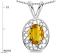 Star K  Vintage Style Filigree Oval 6x4mm Genuine Citrine Pendant Necklace