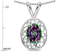 Star K  Vintage Style Filigree Oval 6x4mm Rainbow Mystic Topaz Pendant Necklace